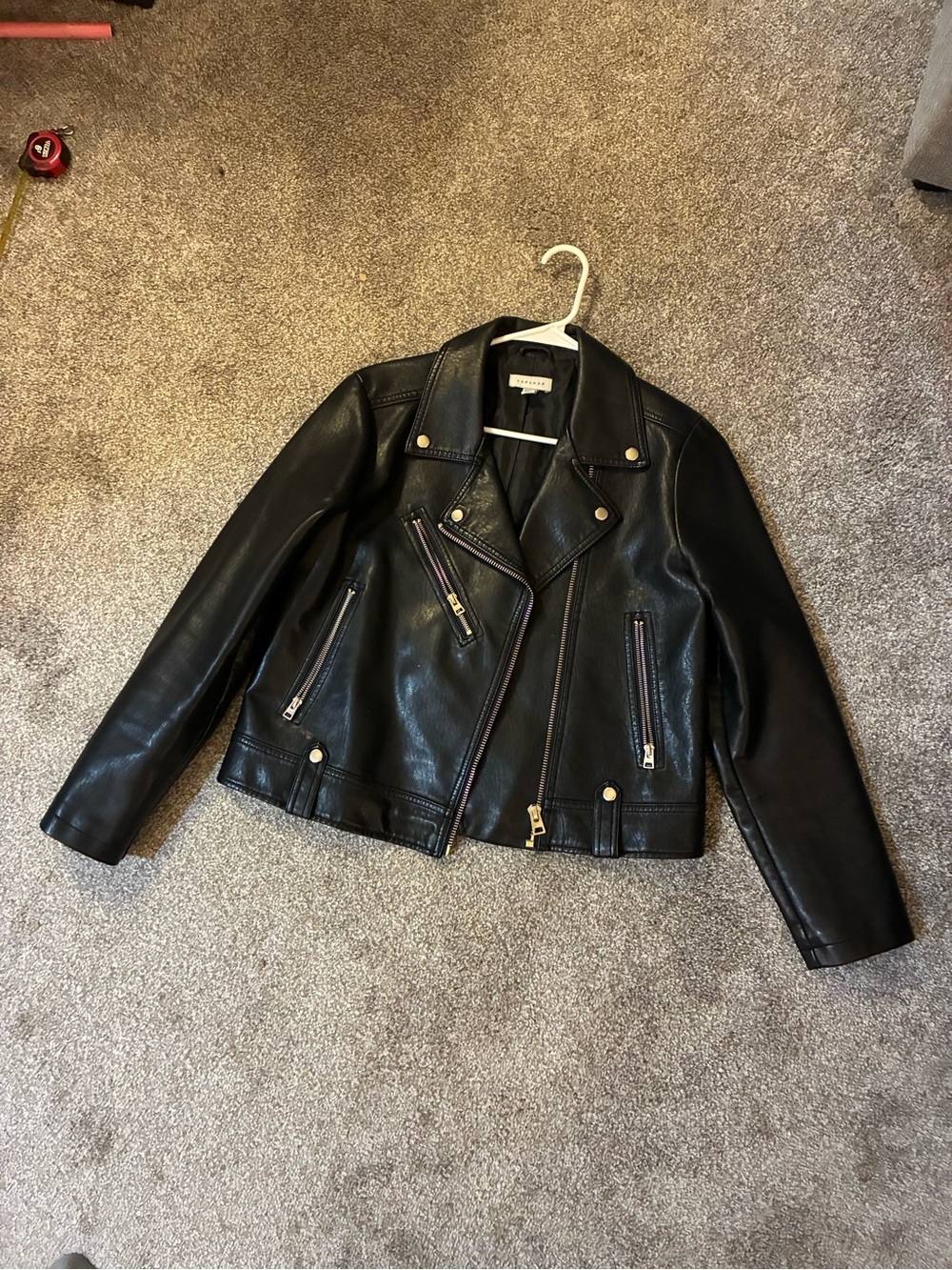 Topshop Black Leather Moto Jacket
